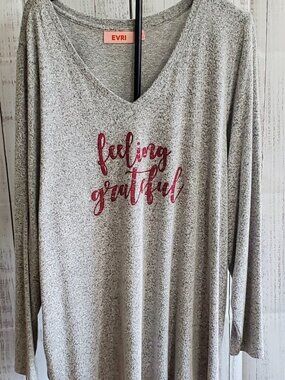 EVRI Pullover Sweater "Feeling Greatful"  Plus Size Light Sweater for Women 3X